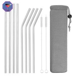 Lot de 8 Pailles en Inox