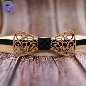 Noeud Papillon Noir en Bois