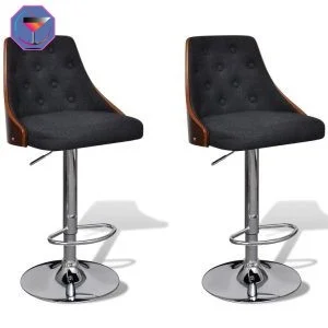 Tabourets de bar en bois courbé pack de 2