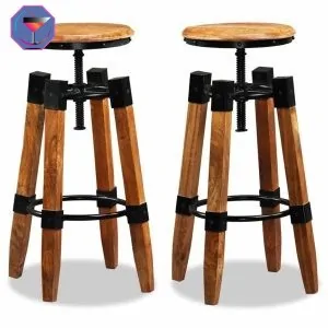 Tabourets de bar en bois de manguier massif pack de 2
